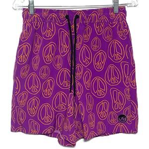 Neff Purple Peace Sign 7" Swim Trunk Shorts Mens M Hippie Beach Cruise Summer